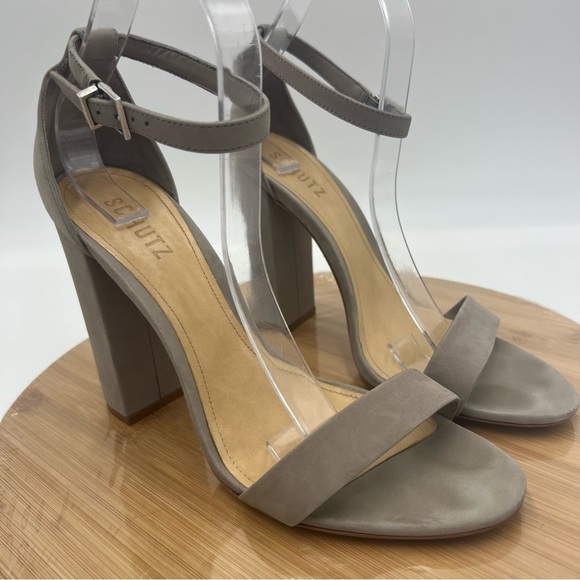 Schutz Enida Suede Heels Grey Mouse Size 10 - Picture 8 of 16